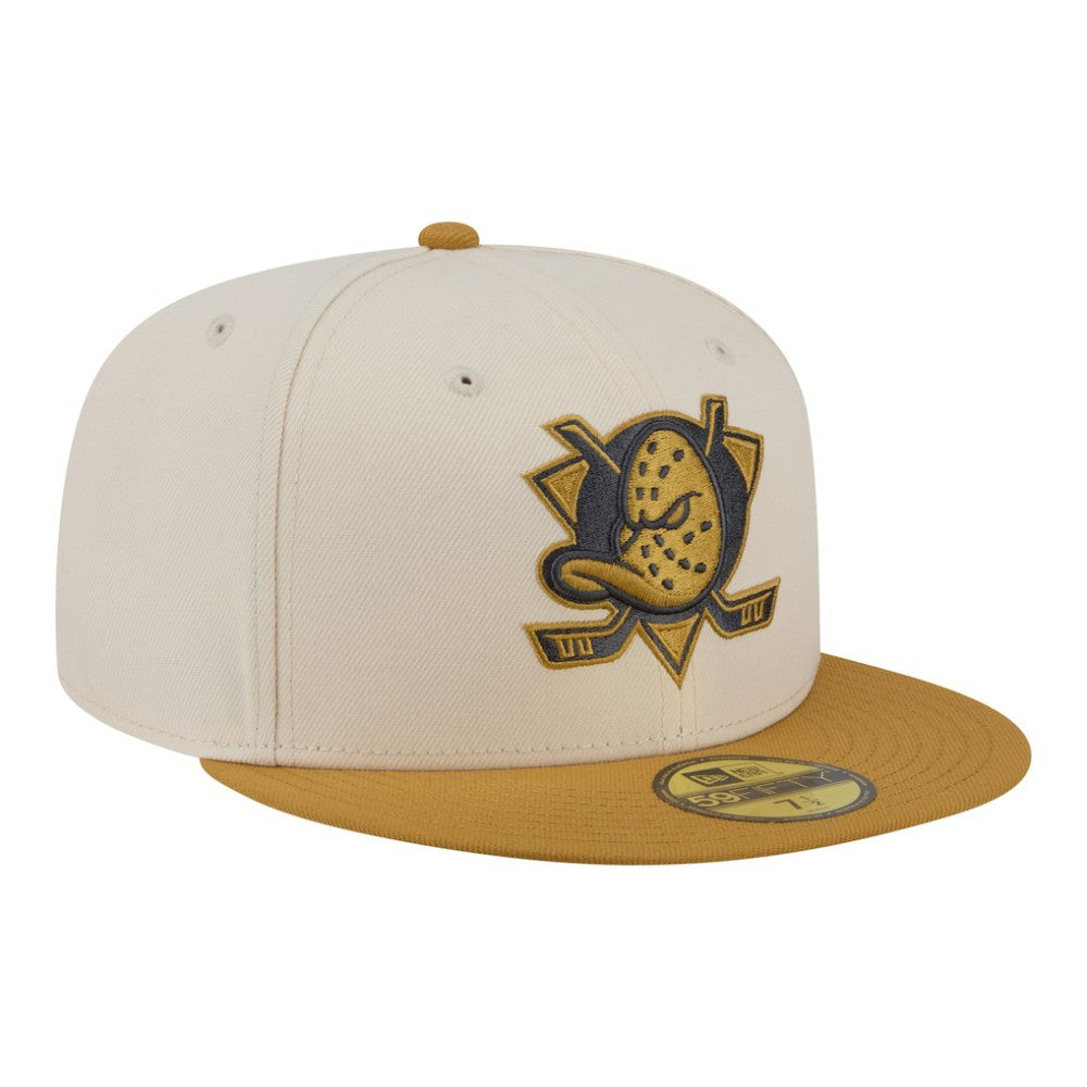 Anaheim Ducks New Era Colorpack Two-Tone 59FIFTY Fitted Hat - Cream/Tan Hats