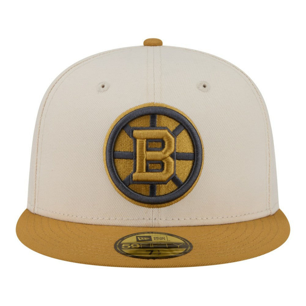 Boston Bruins New Era Colorpack Two-Tone 59FIFTY Fitted Hat - Cream/Tan Hats