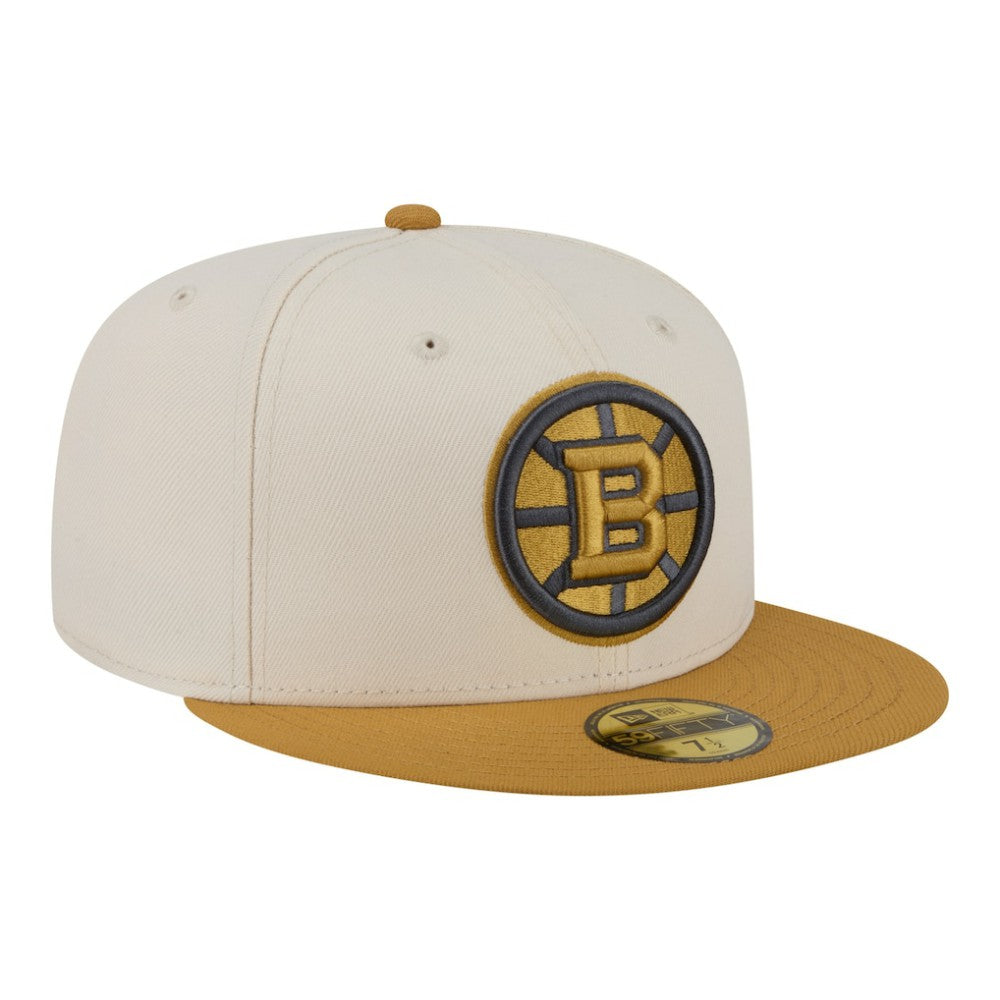 Boston Bruins New Era Colorpack Two-Tone 59FIFTY Fitted Hat - Cream/Tan Hats