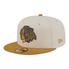 Chicago Blackhawks New Era Colorpack Two-Tone 59FIFTY Fitted Hat - Cream/Tan Hats