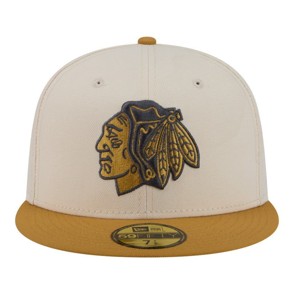 Chicago Blackhawks New Era Colorpack Two-Tone 59FIFTY Fitted Hat - Cream/Tan Hats