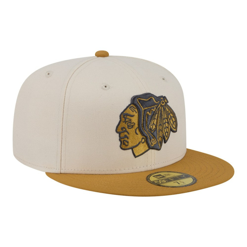 Chicago Blackhawks New Era Colorpack Two-Tone 59FIFTY Fitted Hat - Cream/Tan Hats
