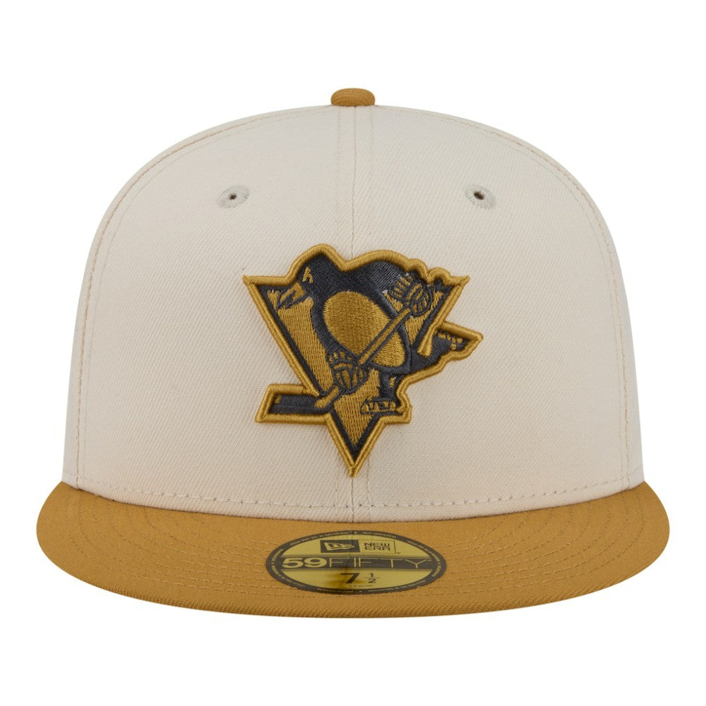 Pittsburgh Penguins New Era Colorpack Two-Tone 59FIFTY Fitted Hat - Cream/Tan Hats