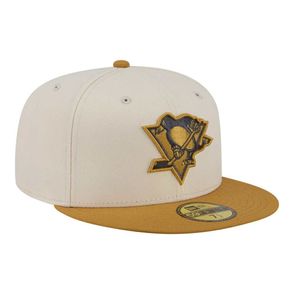 Pittsburgh Penguins New Era Colorpack Two-Tone 59FIFTY Fitted Hat - Cream/Tan Hats