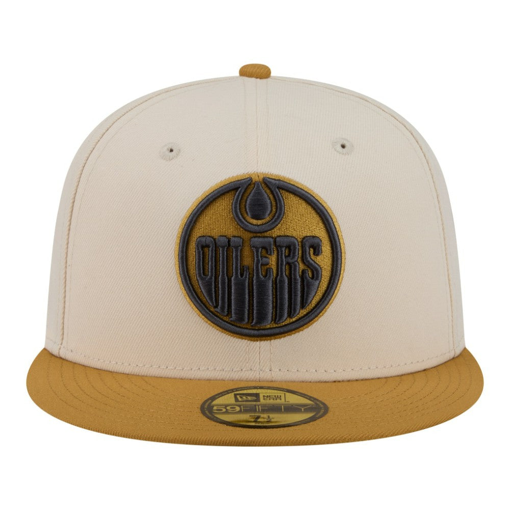 Edmonton Oilers New Era Colorpack Two-Tone 59FIFTY Fitted Hat - Cream/Tan Hats