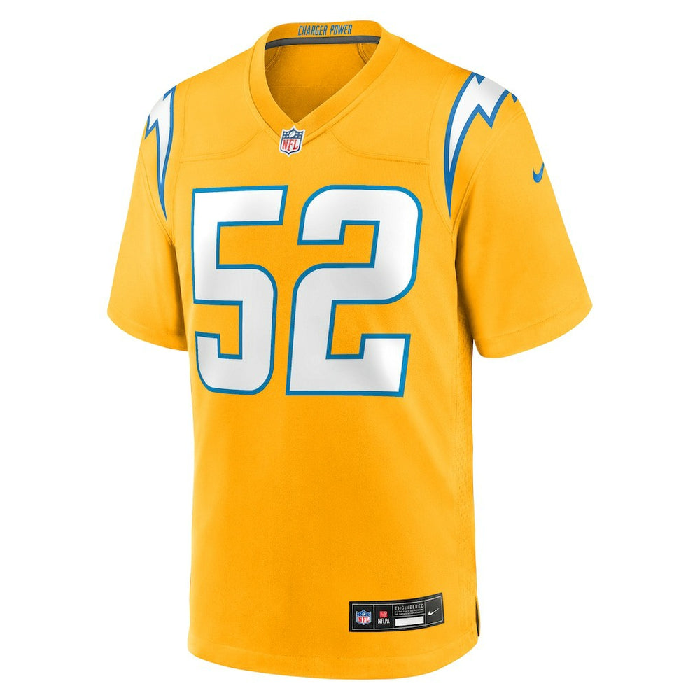 Khalil Mack Los Angeles Chargers Alternate Charger Power Game Player Jersey - Gold on sale