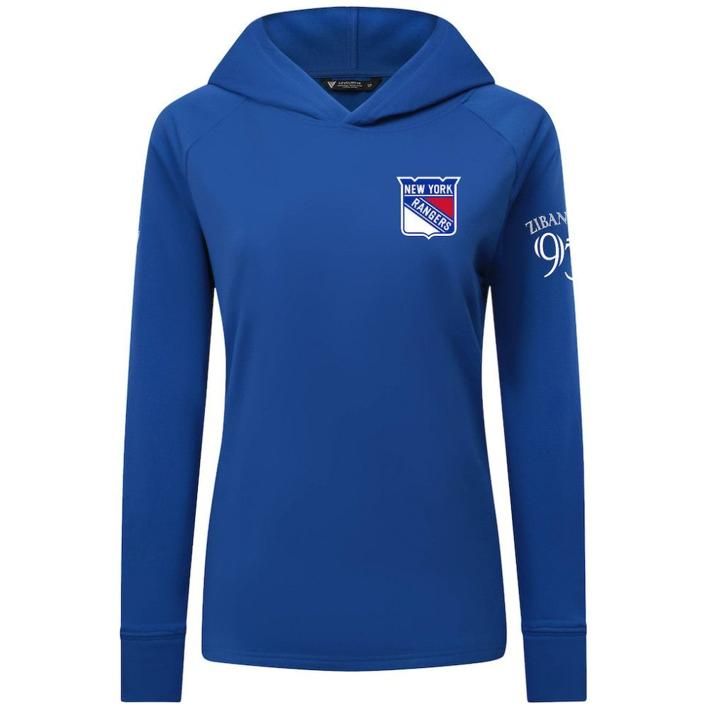 Mika Zibanejad New York Rangers Levelwear Women's Impression Name & Number Raglan Hoodie - Blue Hoodies