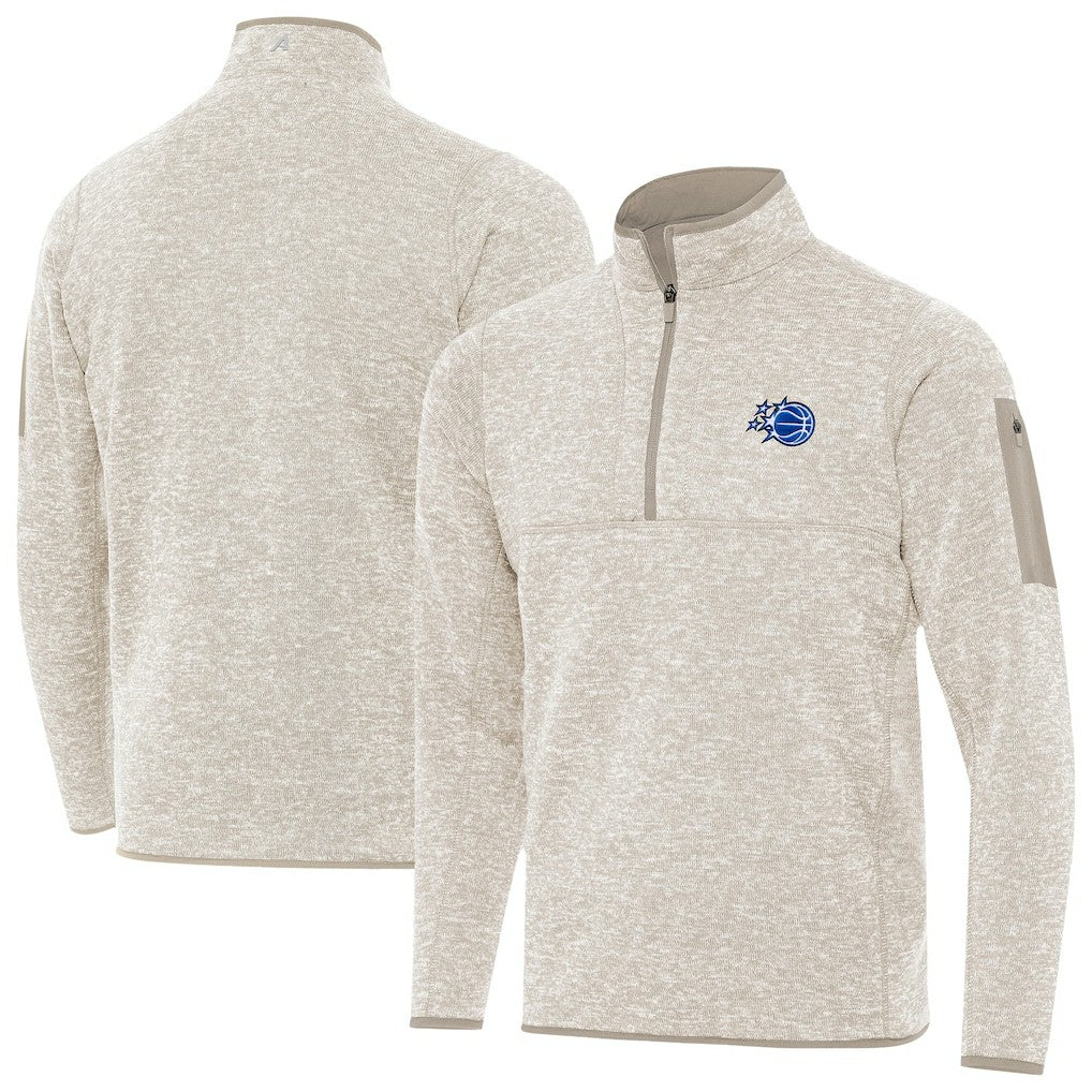 Orlando Magic Antigua New Logo Fortune Quarter-Zip Pullover Jacket - Oatmeal on sale