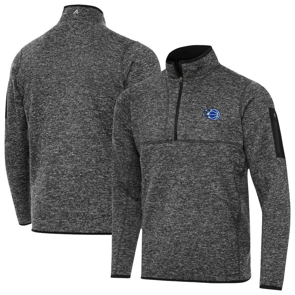 Orlando Magic Antigua New Logo Fortune Quarter-Zip Pullover Jacket - Heather Black for sale