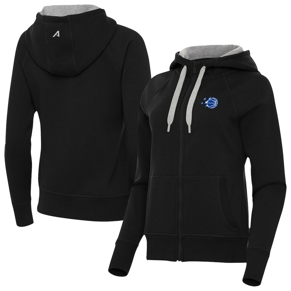 Orlando Magic Antigua Women's New Logo Victory Full-Zip Hooded Sweatshirt - Black for sale