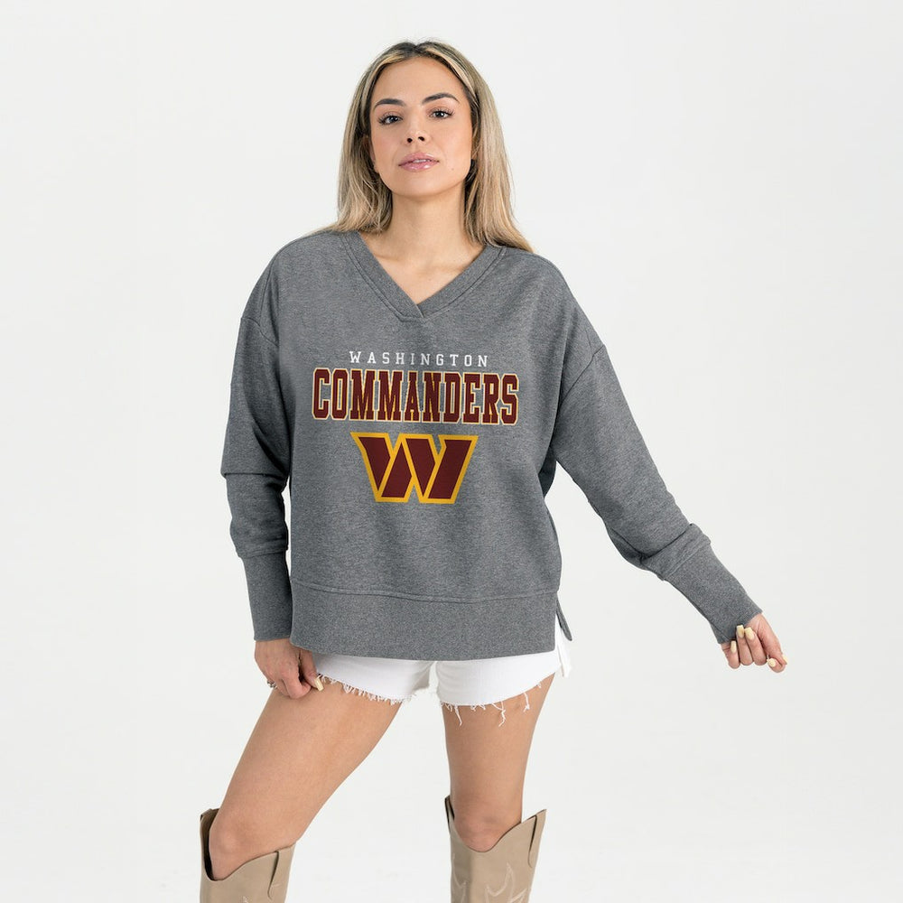Washington Commanders Gameday Couture Women's French Terry V-Neck Pullover Sweatshirt - Gray on sale