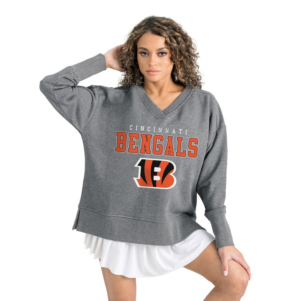 Cincinnati Bengals Gameday Couture Women's French Terry V-Neck Pullover Sweatshirt - Gray online