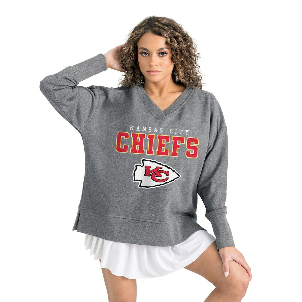 Kansas City Chiefs Gameday Couture Women's French Terry V-Neck Pullover Sweatshirt - Gray discount