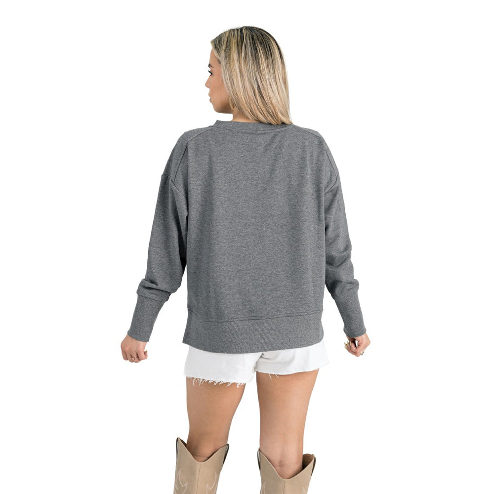 Denver Broncos Gameday Couture Women's French Terry V-Neck Pullover Sweatshirt - Gray discount