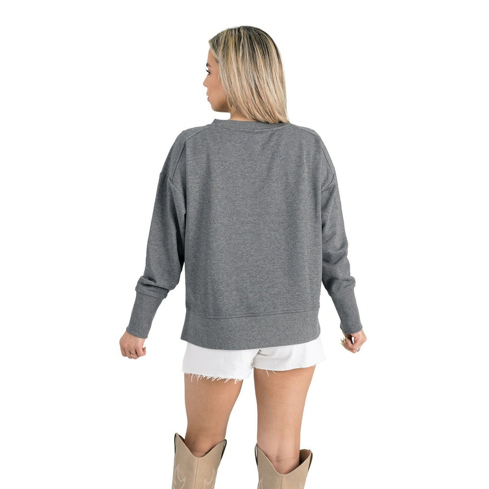 New Orleans Saints Gameday Couture Women's French Terry V-Neck Pullover Sweatshirt - Gray sale
