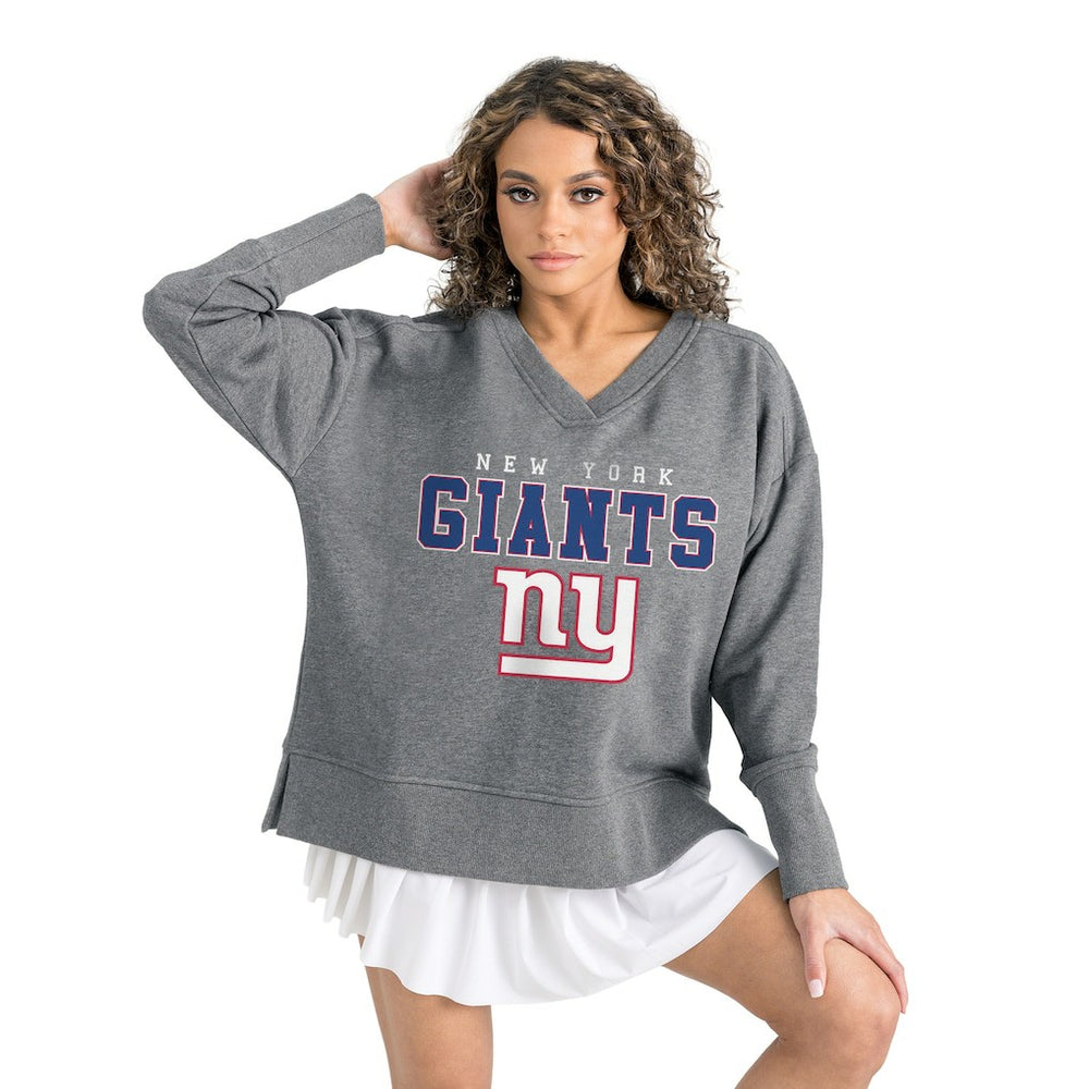 New York Giants Gameday Couture Women's French Terry V-Neck Pullover Sweatshirt - Gray online