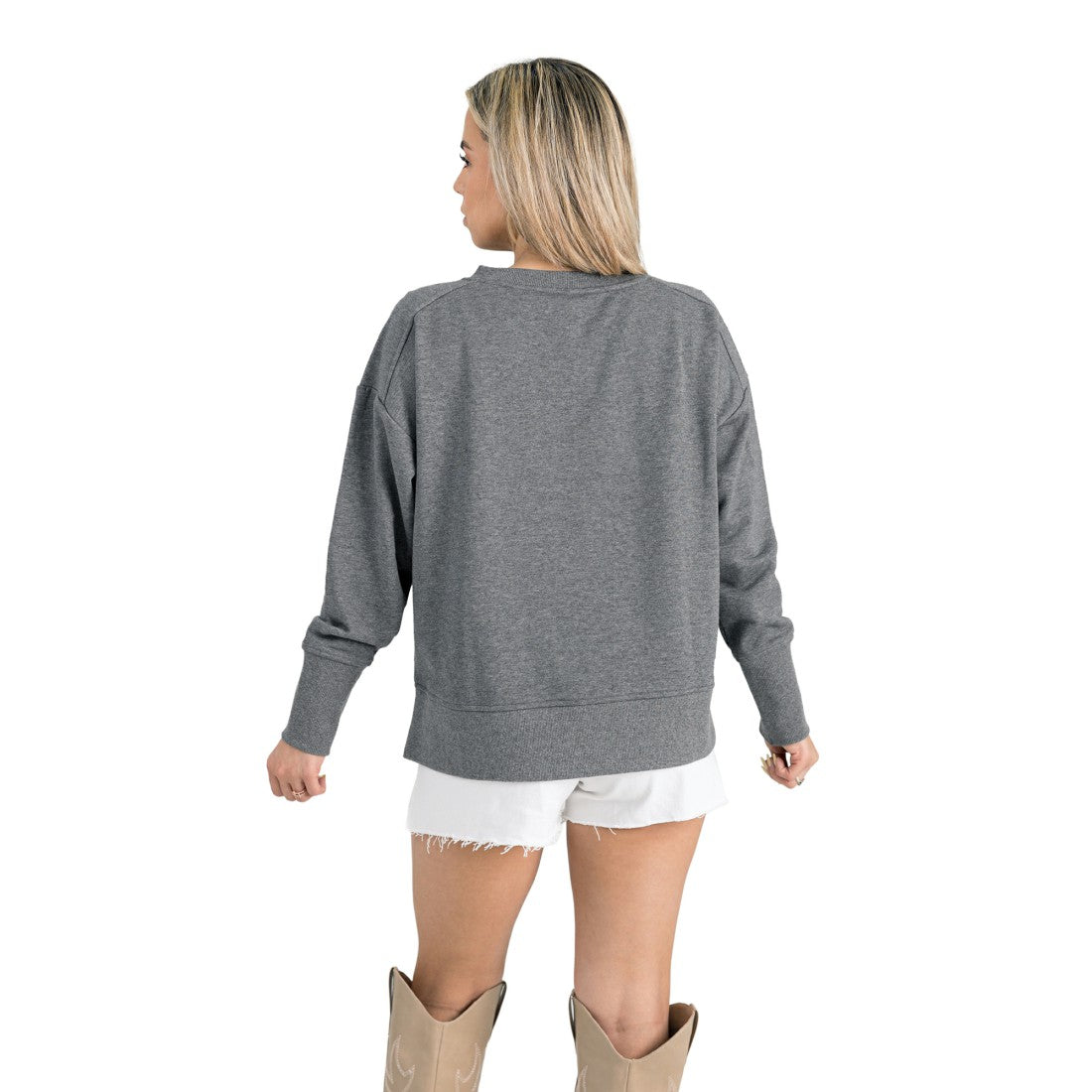 Houston Texans Gameday Couture Women's French Terry V-Neck Pullover Sweatshirt - Gray for sale
