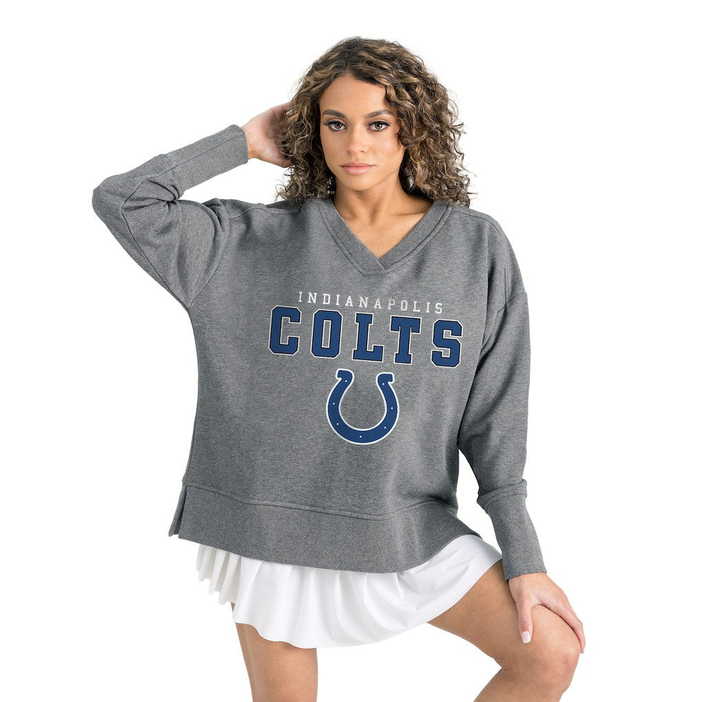 Indianapolis Colts Gameday Couture Women's French Terry V-Neck Pullover Sweatshirt - Gray outlet