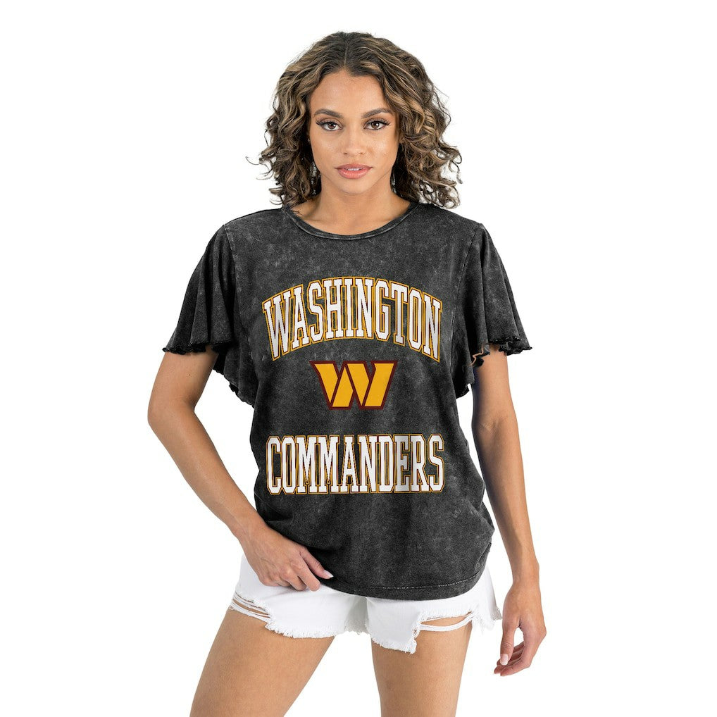 Washington Commanders Gameday Couture Women's Relaxed Flutter Sleeve T-Shirt - Black on sale