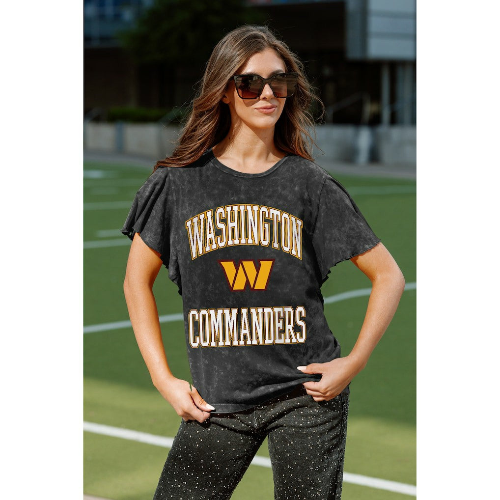 Washington Commanders Gameday Couture Women's Relaxed Flutter Sleeve T-Shirt - Black on sale