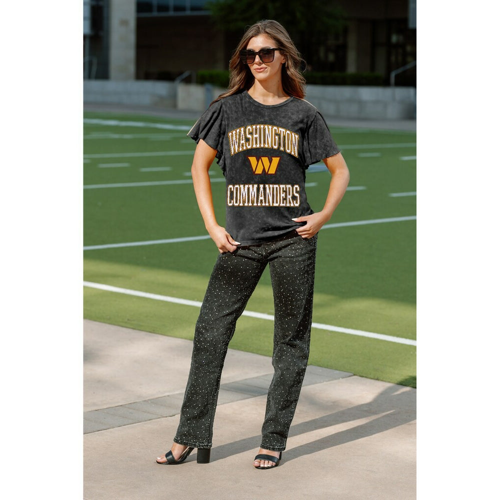 Washington Commanders Gameday Couture Women's Relaxed Flutter Sleeve T-Shirt - Black on sale
