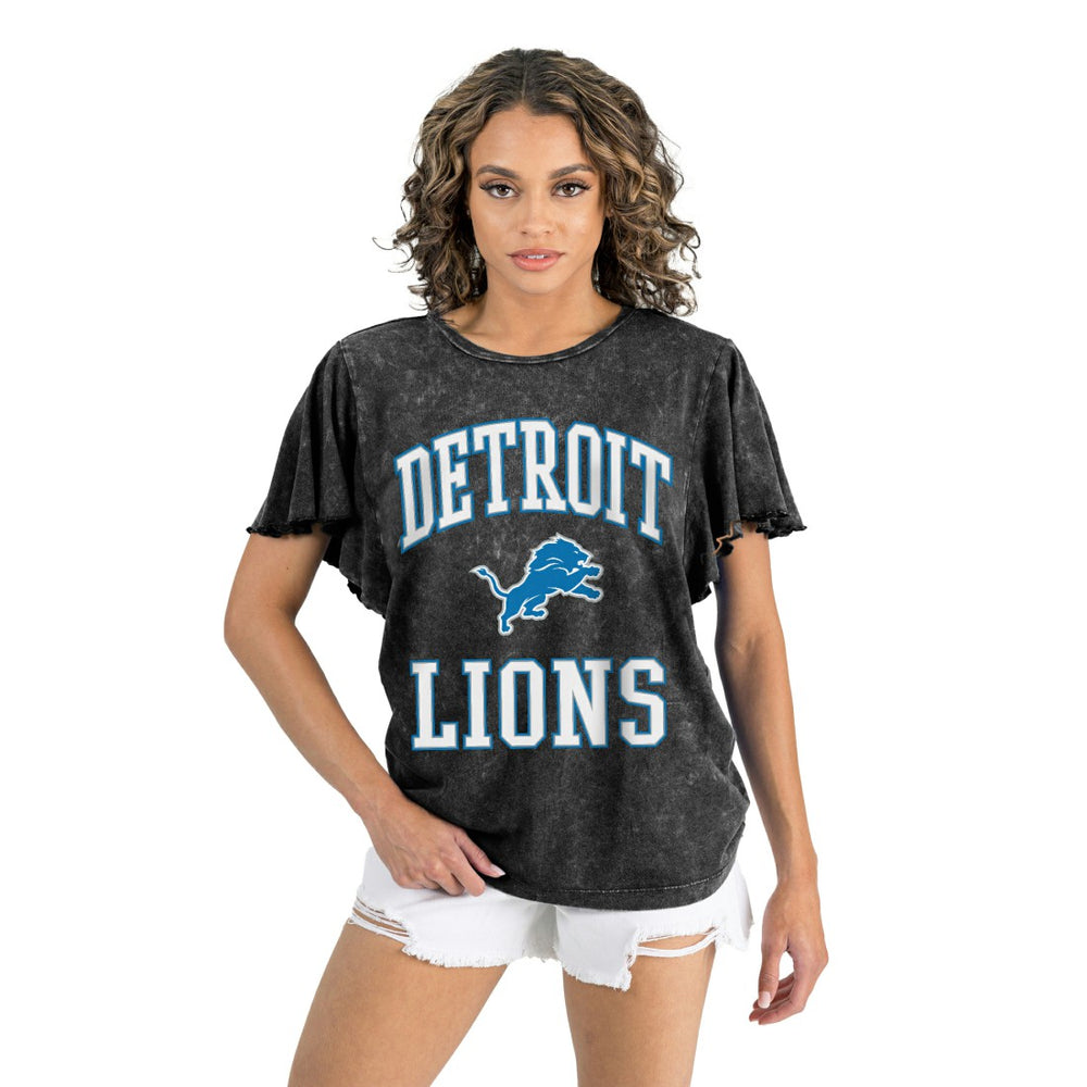 Detroit Lions Gameday Couture Women's Relaxed Flutter Sleeve T-Shirt - Black cheap