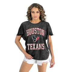 Houston Texans Gameday Couture Women's Relaxed Flutter Sleeve T-Shirt - Black discount