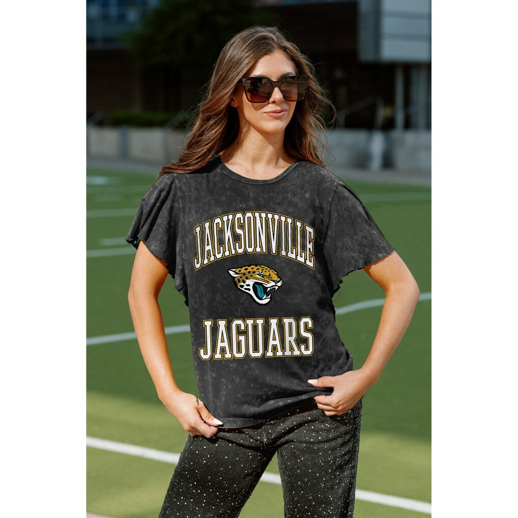 Jacksonville Jaguars Gameday Couture Women's Relaxed Flutter Sleeve T-Shirt - Black cheap