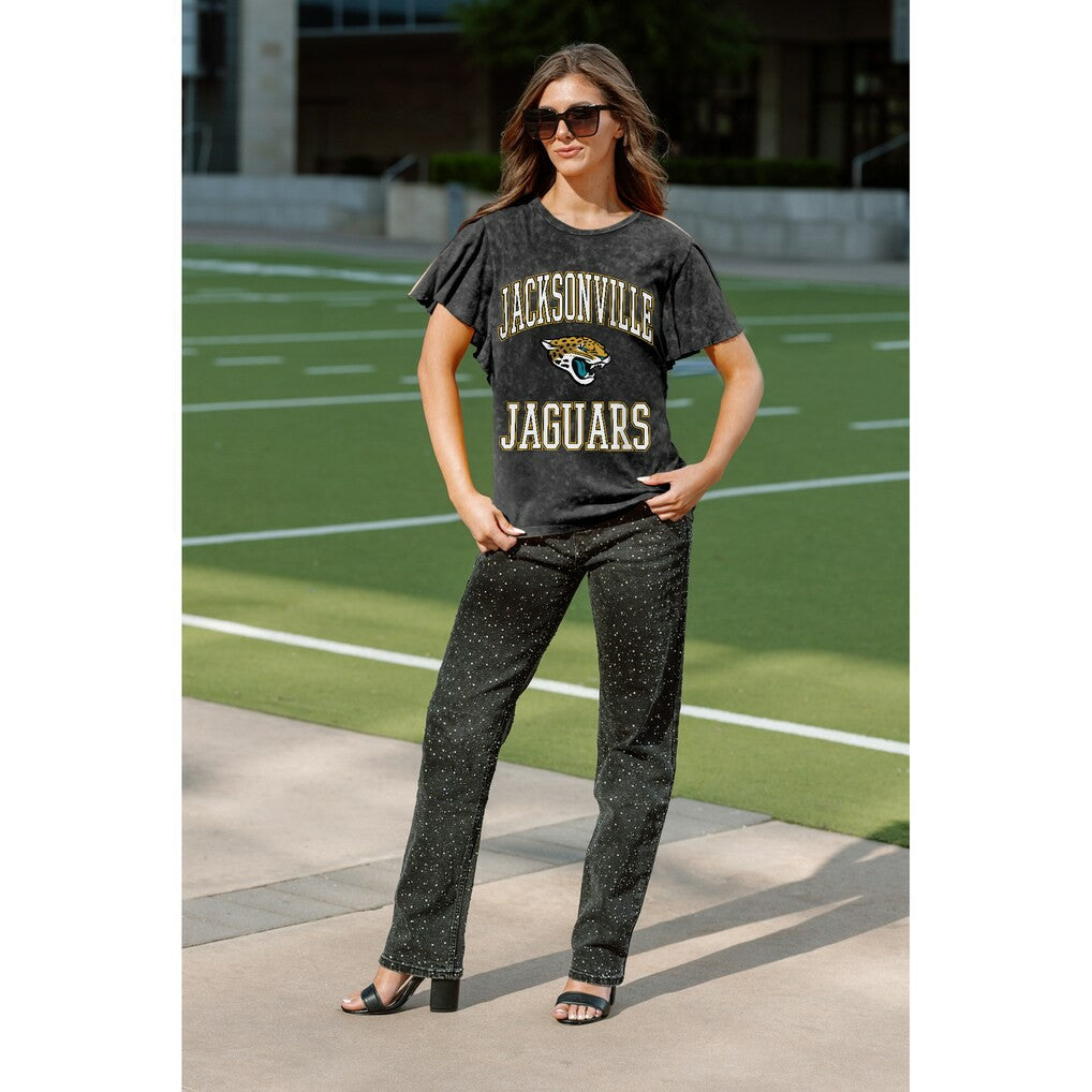 Jacksonville Jaguars Gameday Couture Women's Relaxed Flutter Sleeve T-Shirt - Black cheap