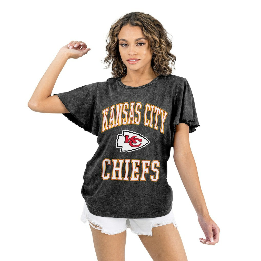 Kansas City Chiefs Gameday Couture Women's Relaxed Flutter Sleeve T-Shirt - Black online