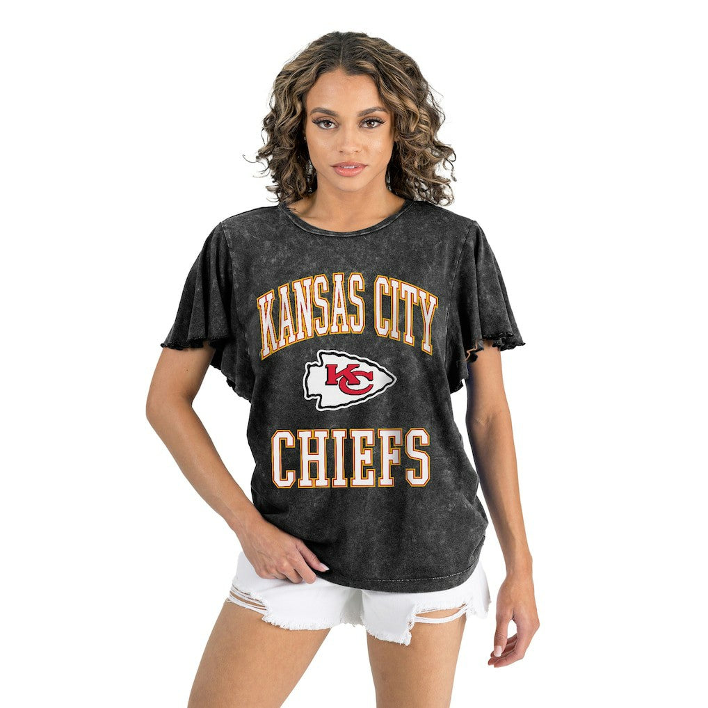 Kansas City Chiefs Gameday Couture Women's Relaxed Flutter Sleeve T-Shirt - Black online