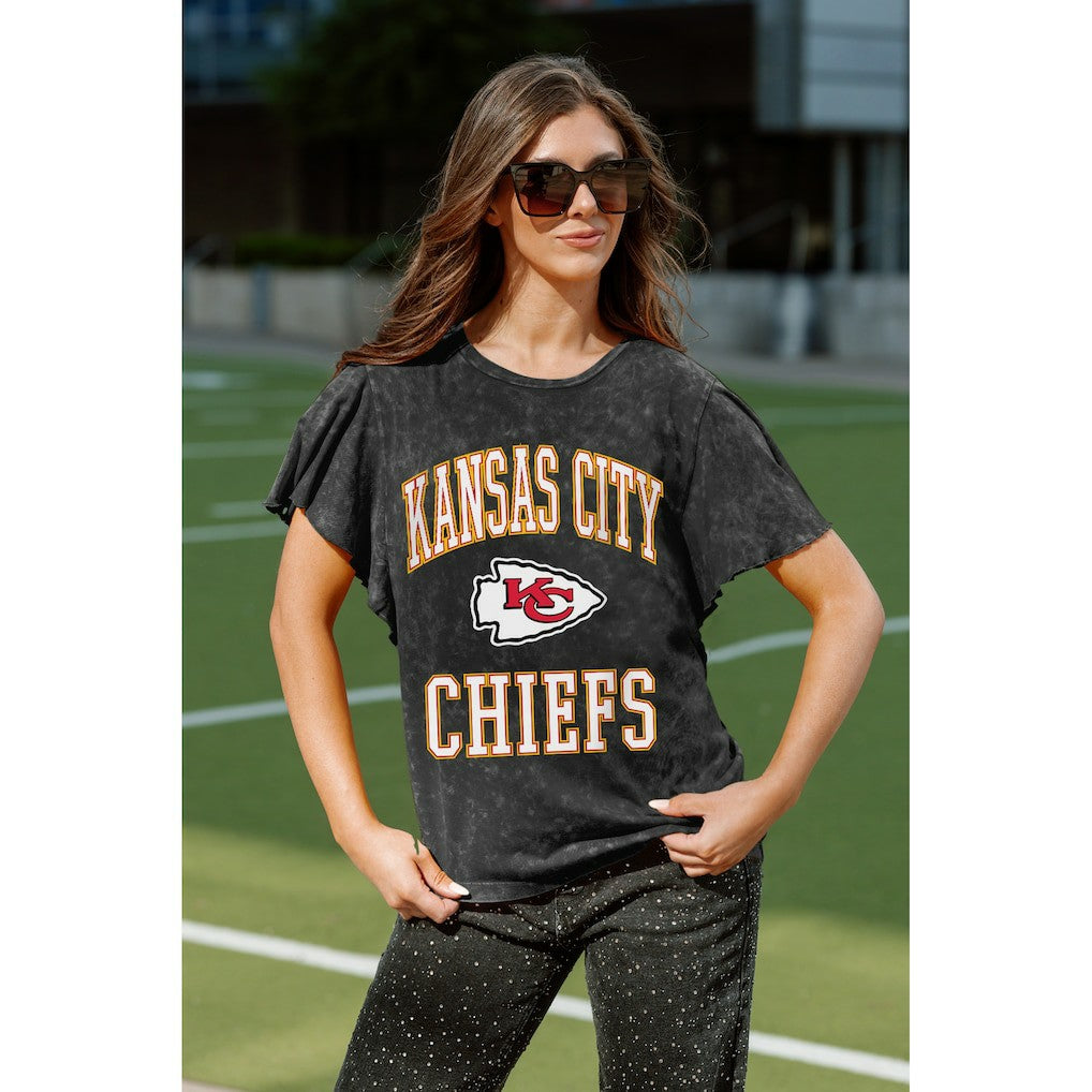 Kansas City Chiefs Gameday Couture Women's Relaxed Flutter Sleeve T-Shirt - Black online