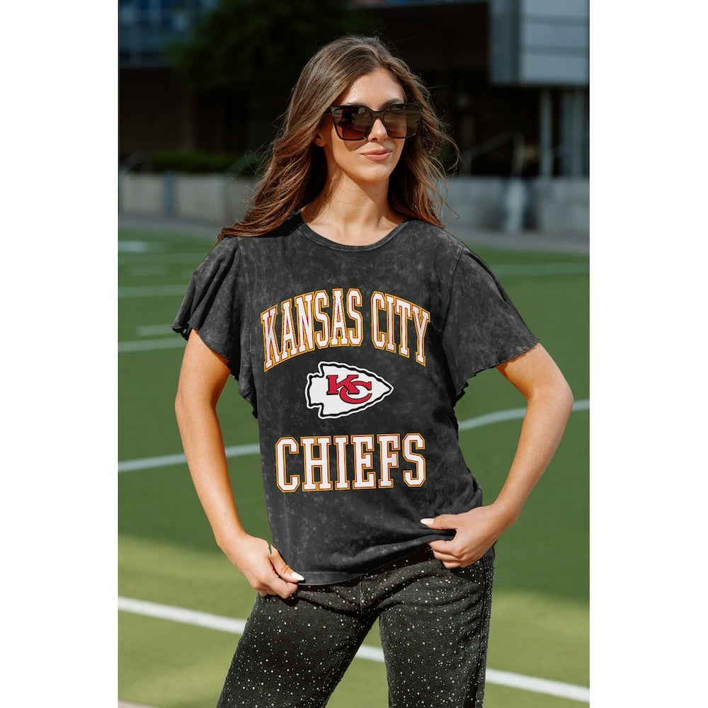 Kansas City Chiefs Gameday Couture Women's Relaxed Flutter Sleeve T-Shirt - Black online