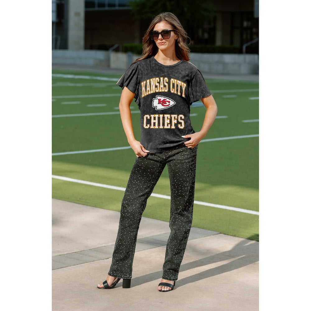 Kansas City Chiefs Gameday Couture Women's Relaxed Flutter Sleeve T-Shirt - Black online