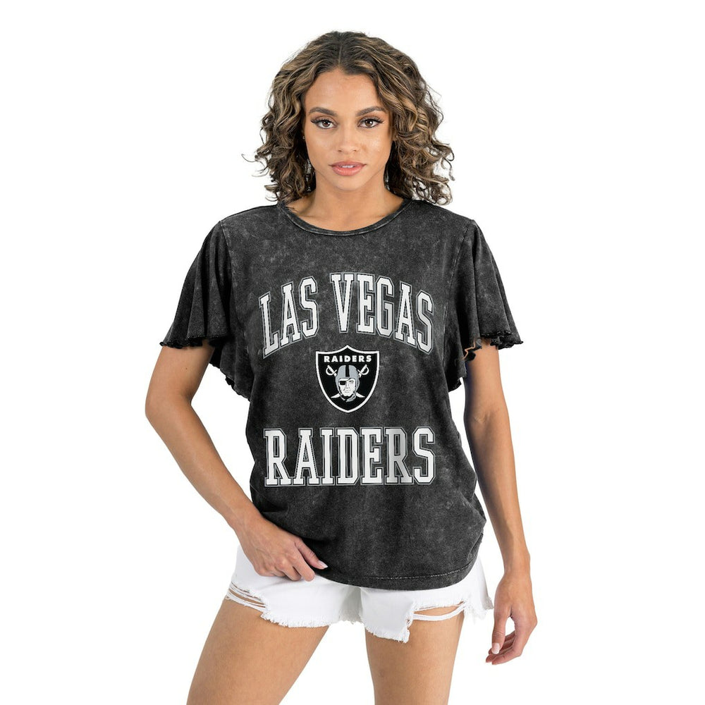 Las Vegas Raiders Gameday Couture Women's Relaxed Flutter Sleeve T-Shirt - Black cheap