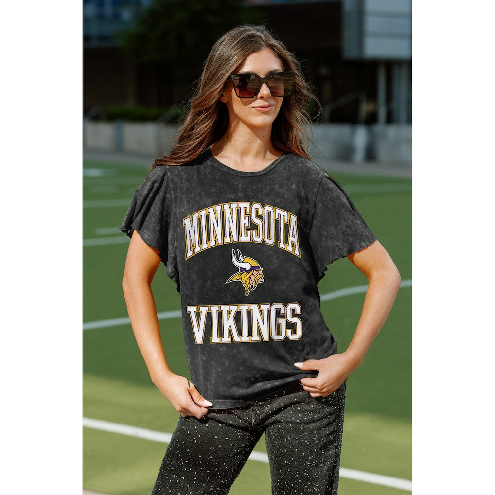 Minnesota Vikings Gameday Couture Women's Relaxed Flutter Sleeve T-Shirt - Black online