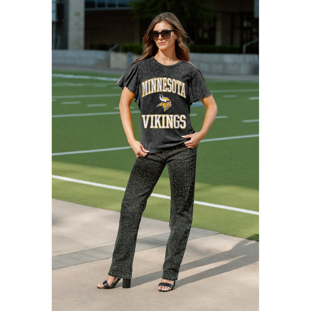 Minnesota Vikings Gameday Couture Women's Relaxed Flutter Sleeve T-Shirt - Black online