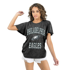 Philadelphia Eagles Gameday Couture Women's Relaxed Flutter Sleeve T-Shirt - Black discount