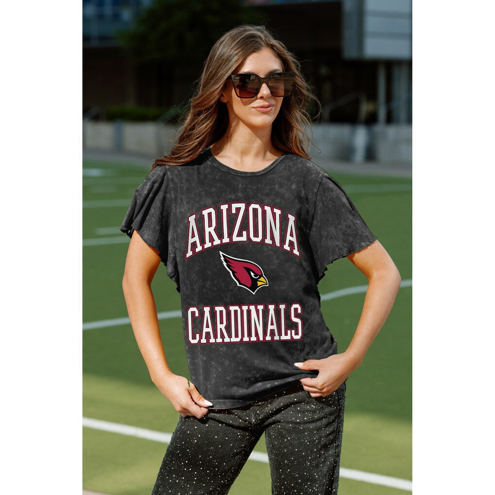 Arizona Cardinals Gameday Couture Women's Relaxed Flutter Sleeve T-Shirt - Black cheap