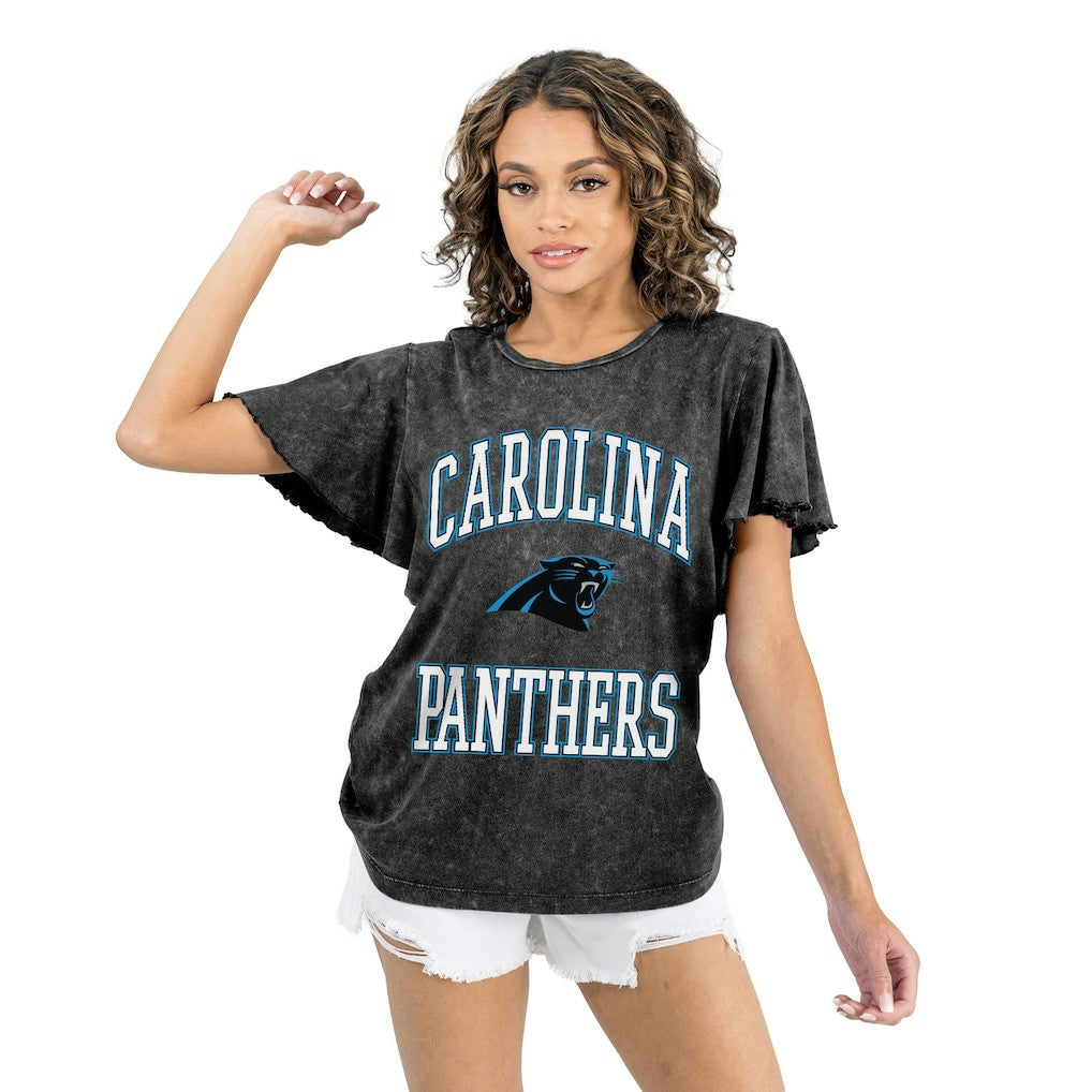 Carolina Panthers Gameday Couture Women's Relaxed Flutter Sleeve T-Shirt - Black outlet