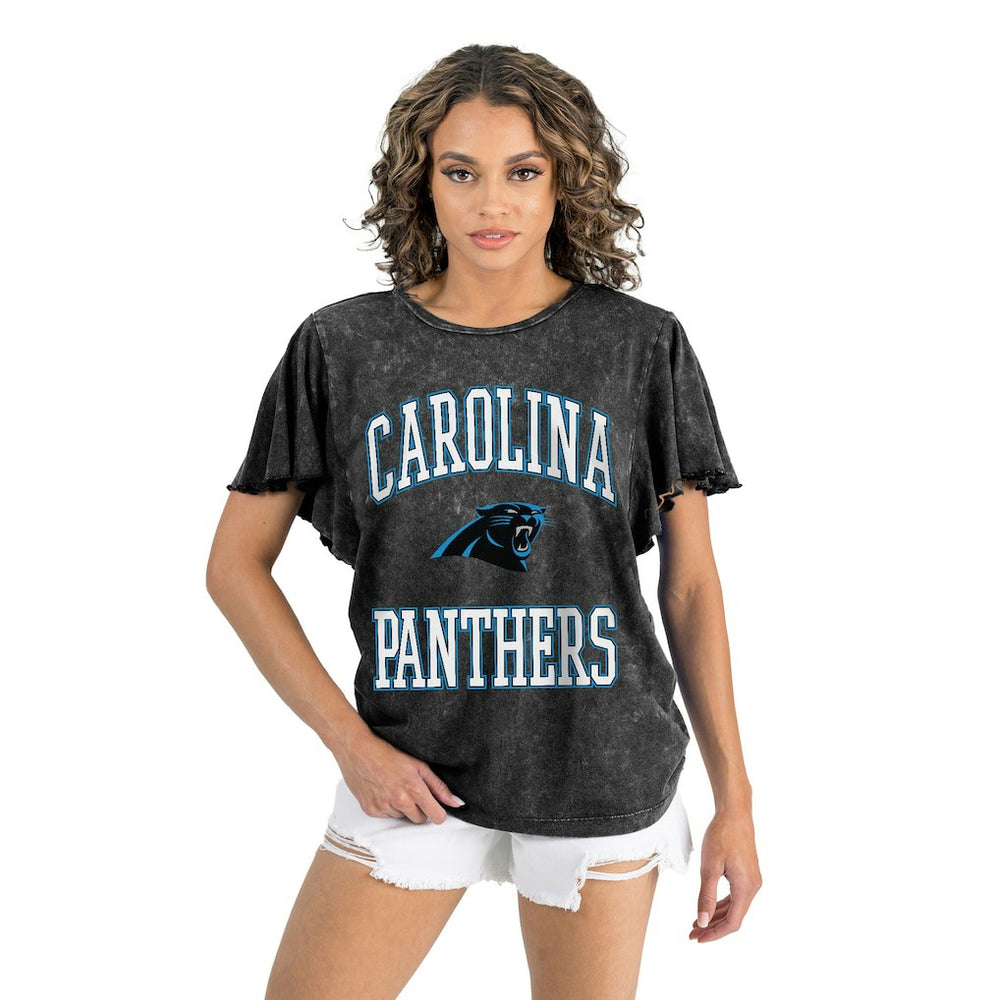 Carolina Panthers Gameday Couture Women's Relaxed Flutter Sleeve T-Shirt - Black outlet