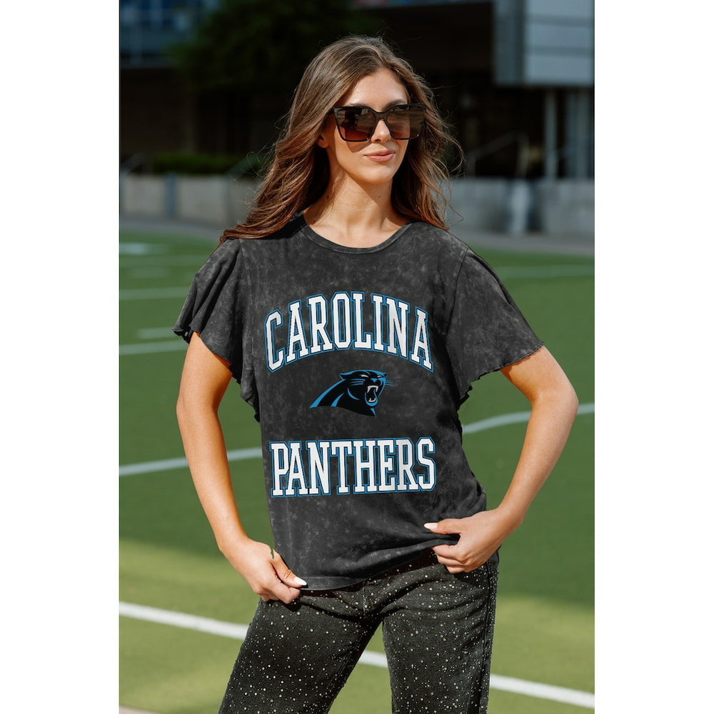Carolina Panthers Gameday Couture Women's Relaxed Flutter Sleeve T-Shirt - Black outlet
