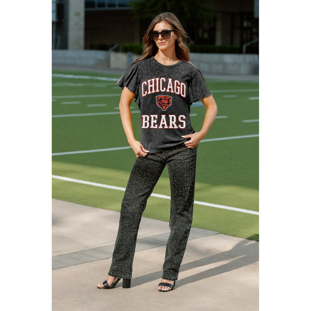 Chicago Bears Gameday Couture Women's Relaxed Flutter Sleeve T-Shirt - Black sale