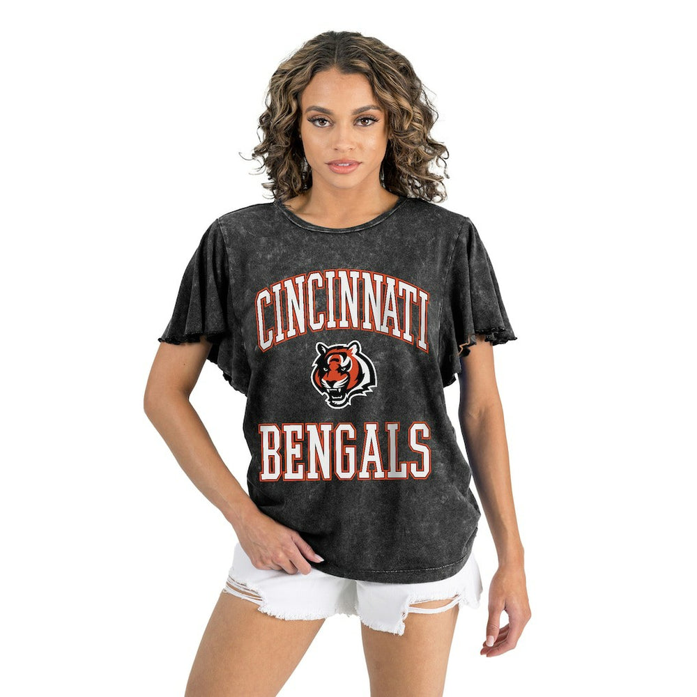 Cincinnati Bengals Gameday Couture Women's Relaxed Flutter Sleeve T-Shirt - Black for sale