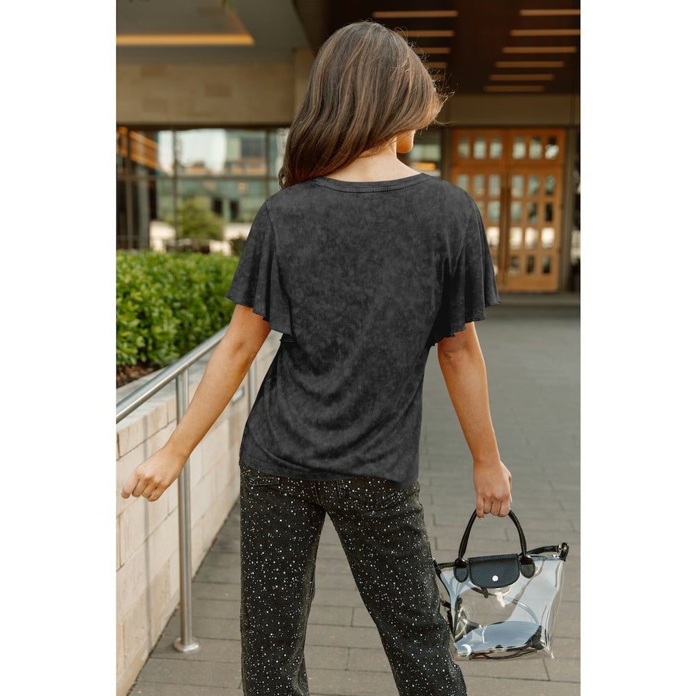 Cincinnati Bengals Gameday Couture Women's Relaxed Flutter Sleeve T-Shirt - Black for sale