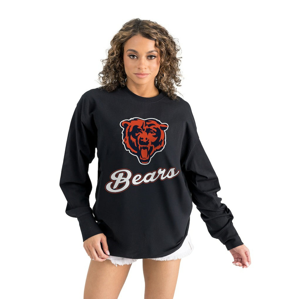 Chicago Bears Gameday Couture Women's Oversized Long Sleeve T-Shirt - Black on sale
