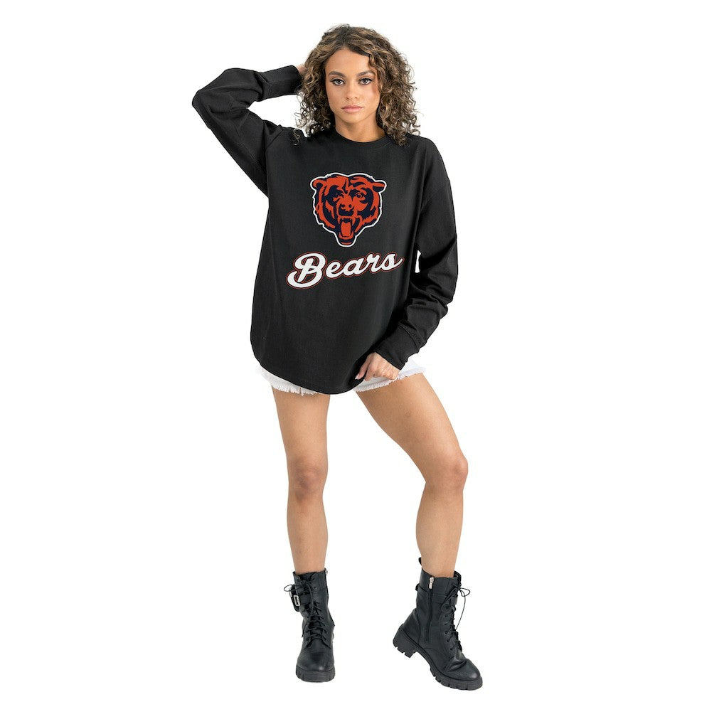Chicago Bears Gameday Couture Women's Oversized Long Sleeve T-Shirt - Black on sale