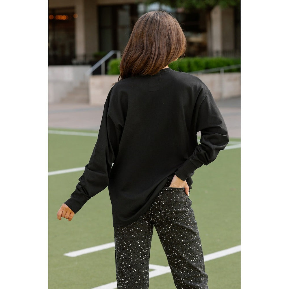 Chicago Bears Gameday Couture Women's Oversized Long Sleeve T-Shirt - Black on sale