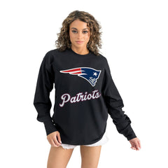 New England Patriots Gameday Couture Women's Oversized Long Sleeve T-Shirt - Black outlet