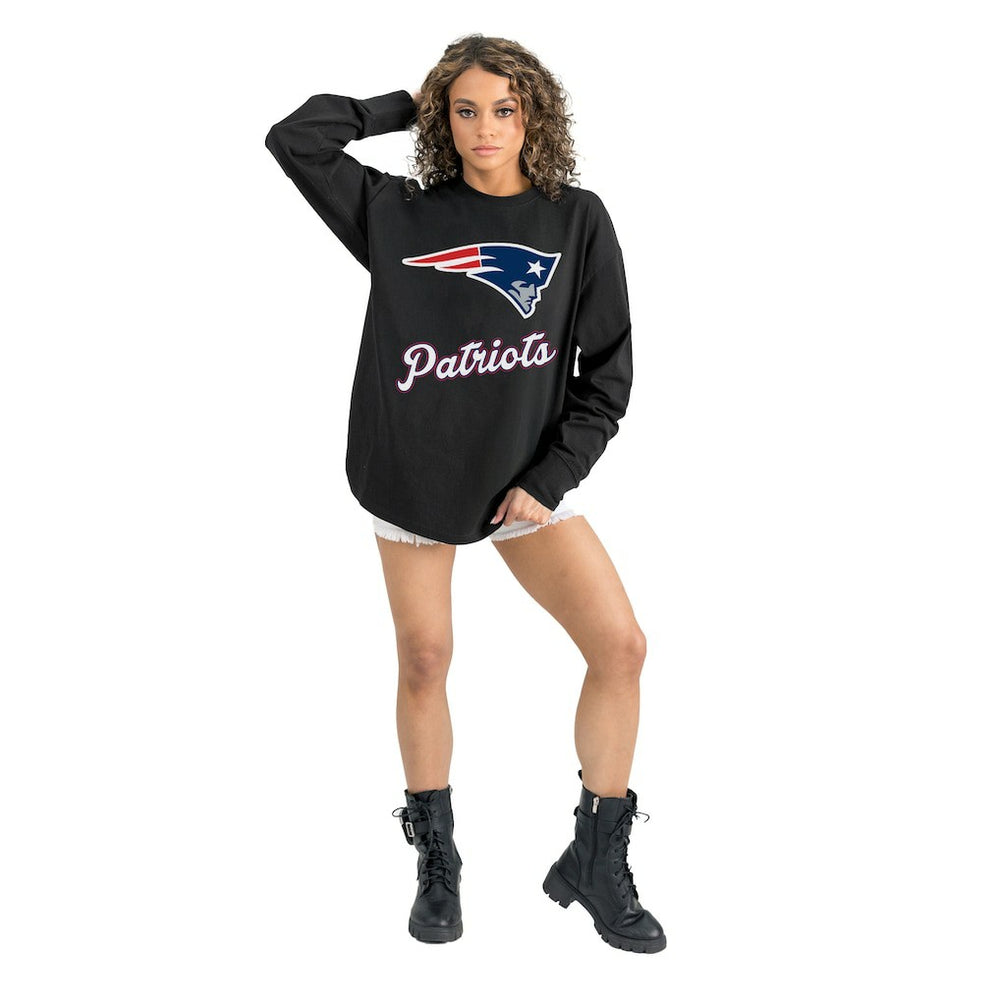 New England Patriots Gameday Couture Women's Oversized Long Sleeve T-Shirt - Black outlet